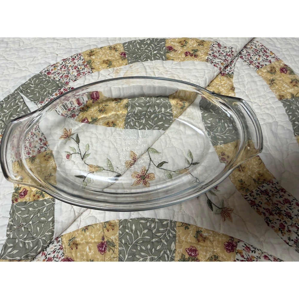 Anchor Hocking Ovenware Clear Glass Oval Baking Dish 16oz 10 Inch 1016 USA - Picture 2 of 5